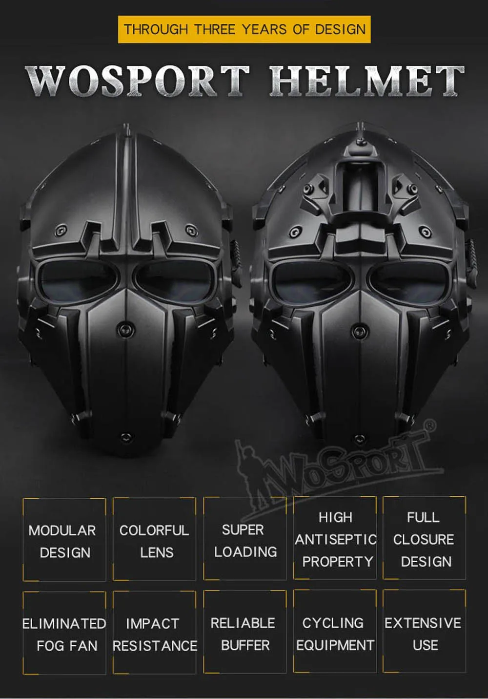 Casco táctico modular KOLINLOV HL-90 con protección facial completa