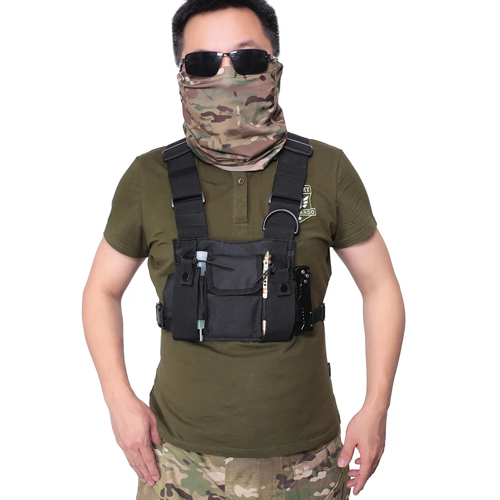 Bolsa táctica para radio de pecho MOLLE EDC, arnés y funda - imagen 2