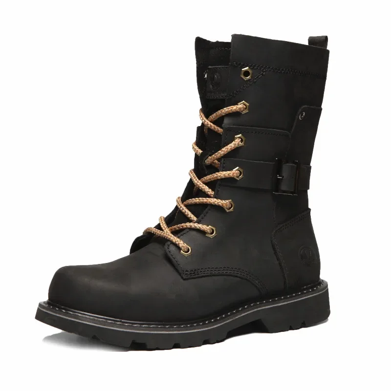 KOWM Botas tácticas impermeables en piel de vaca para trekking