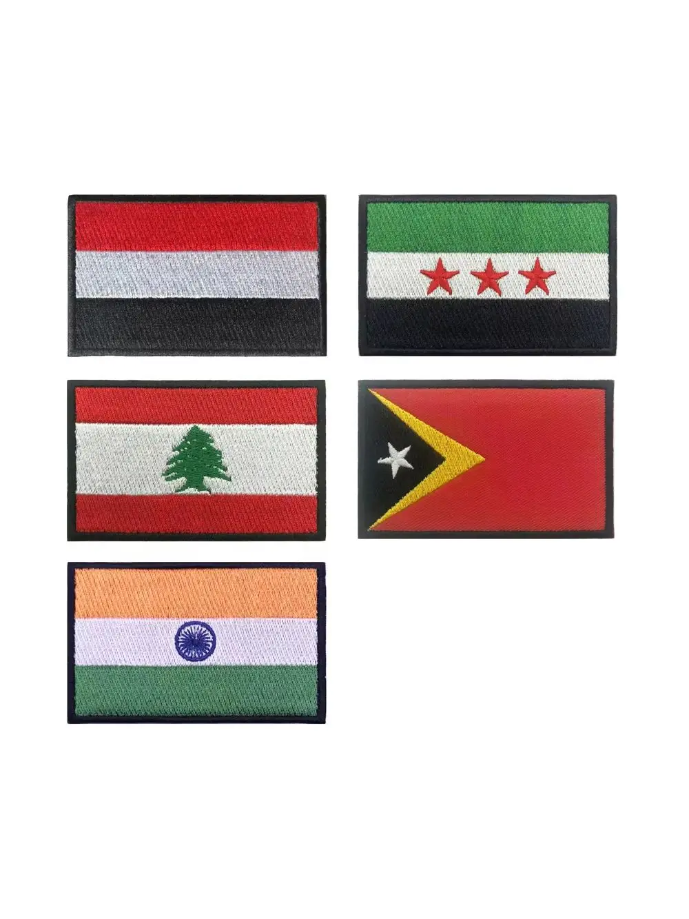Parche bordado de bandera nacional con acabado artesanal