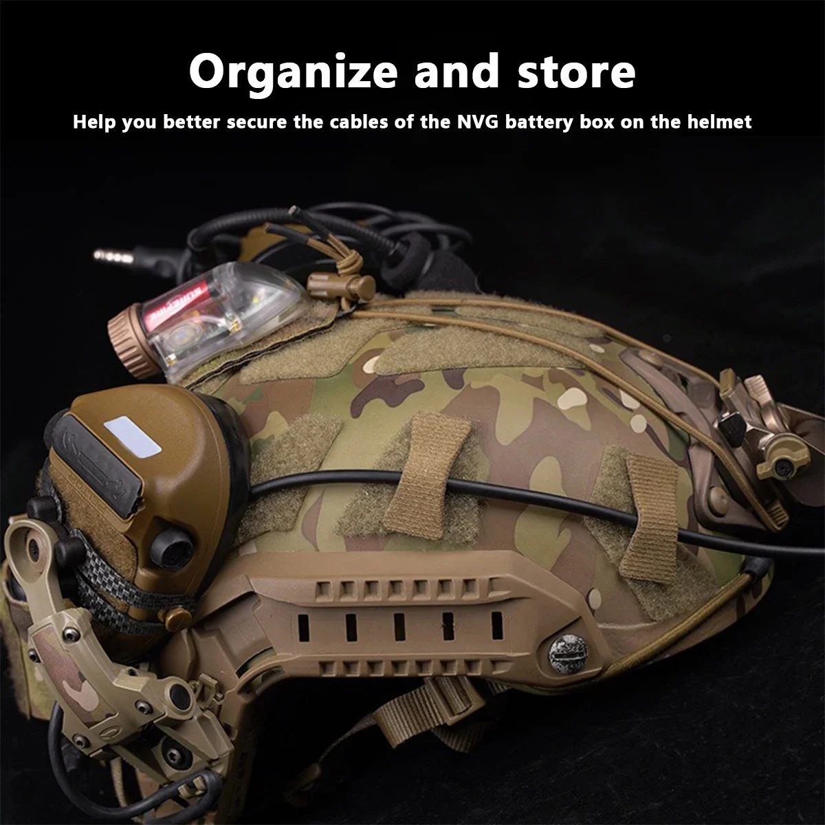 Organizador de cables NVG para casco con correas velcro