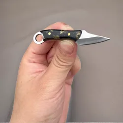 Navaja plegable mini colgante llavero de latón y madera camping