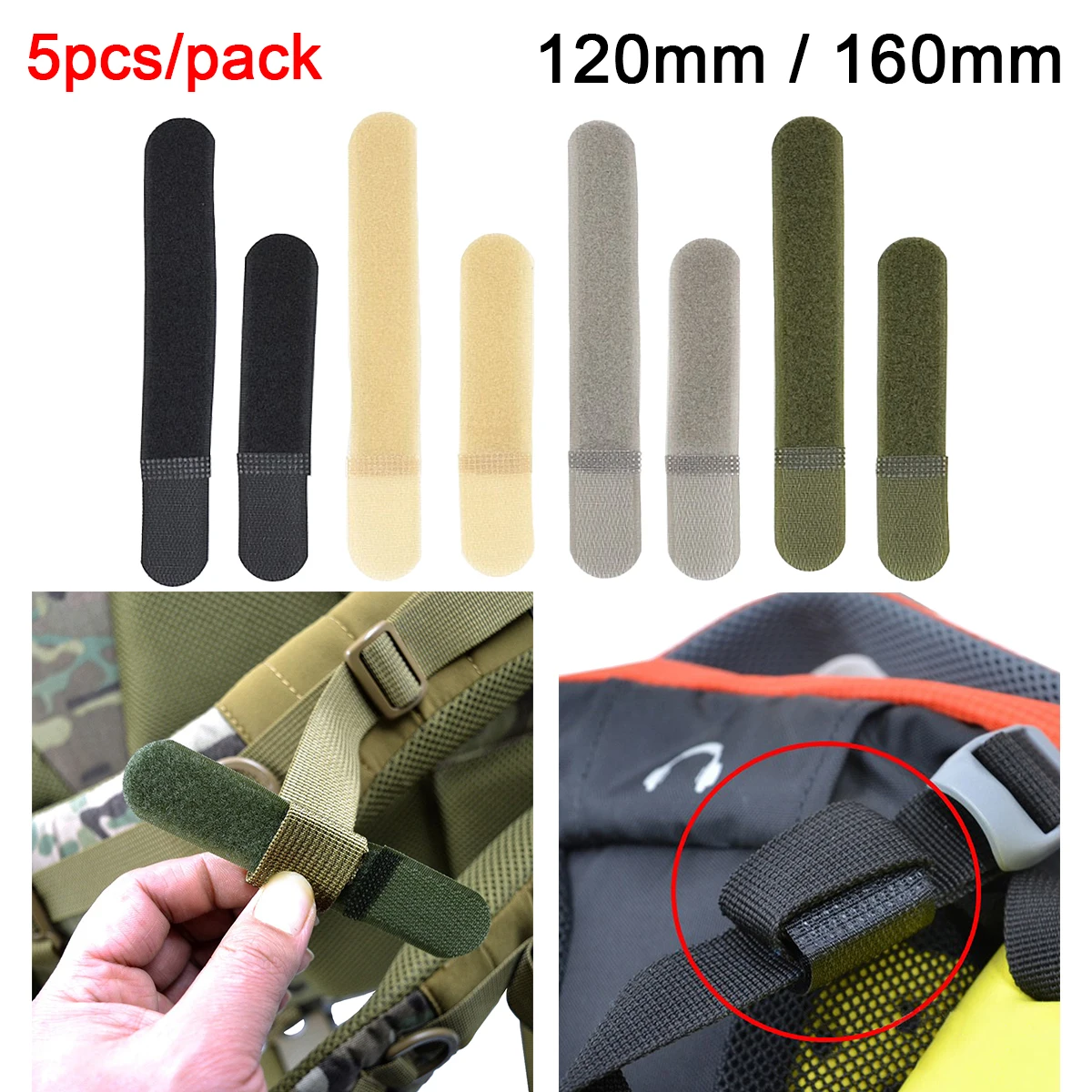 Bridas tácticas MOLLE para cincha y cableado con gancho fijo - imagen 2