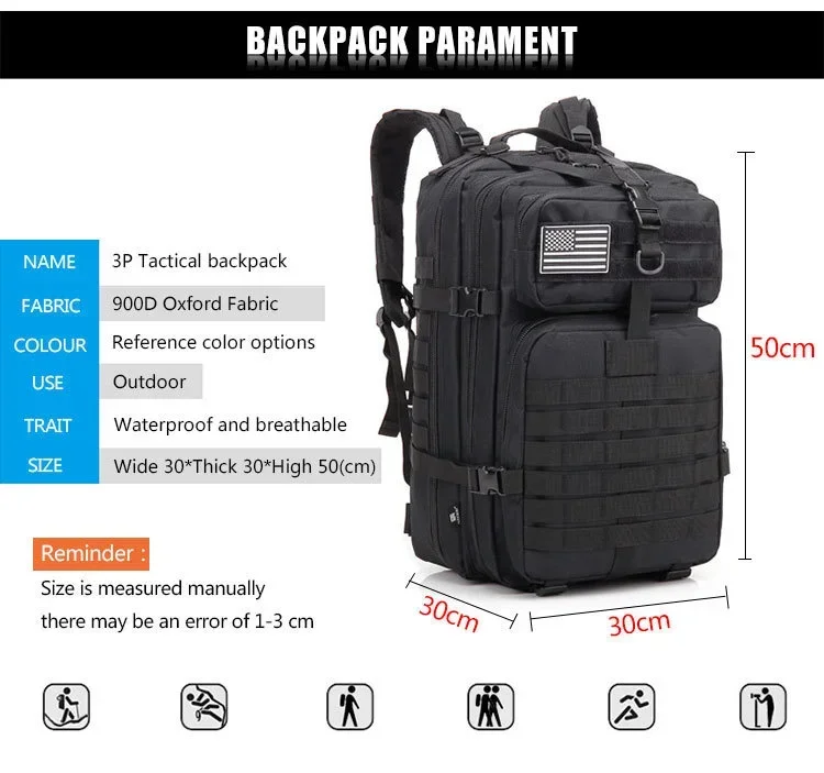 Vista frontal de la mochila táctica ReFire Gear con sistema MOLLE