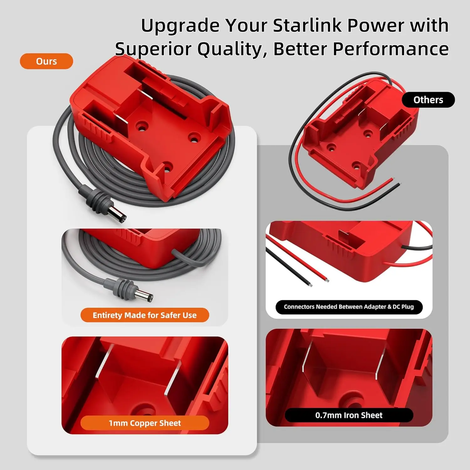Adaptador cable alimentación CC Starlink Mini batería Milwaukee - imagen 4