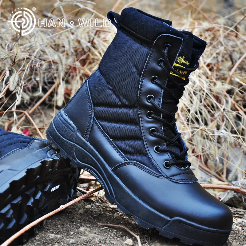 Botas tácticas hombre negras de cordones en lona transpirable - imagen 3