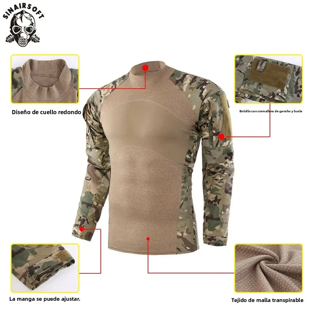 Camiseta táctica SINAIRSOFT manga larga antidesgarro camuflaje