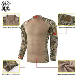 Camiseta táctica SINAIRSOFT manga larga antidesgarro camuflaje