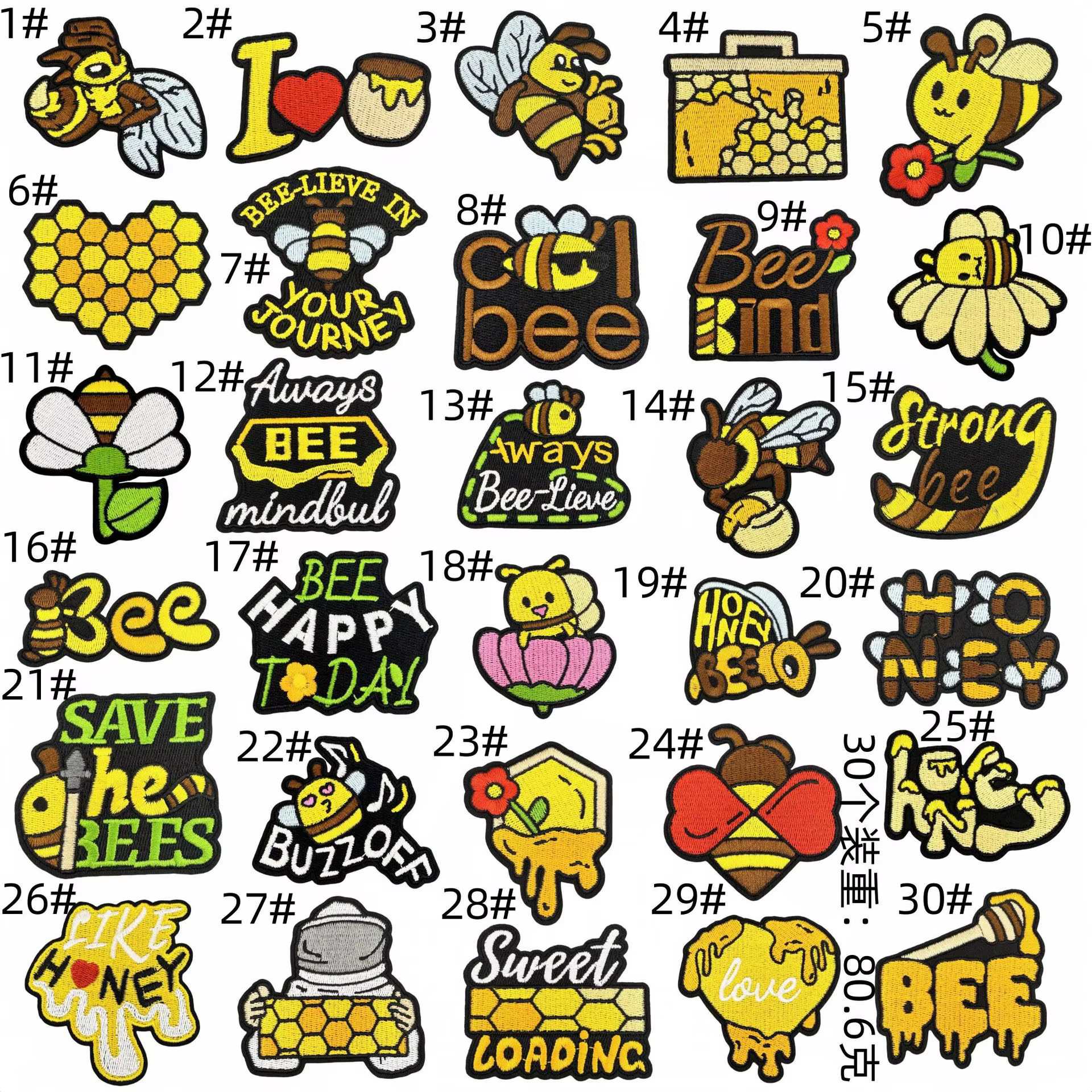 Parche bordado con abeja estilo cartoon