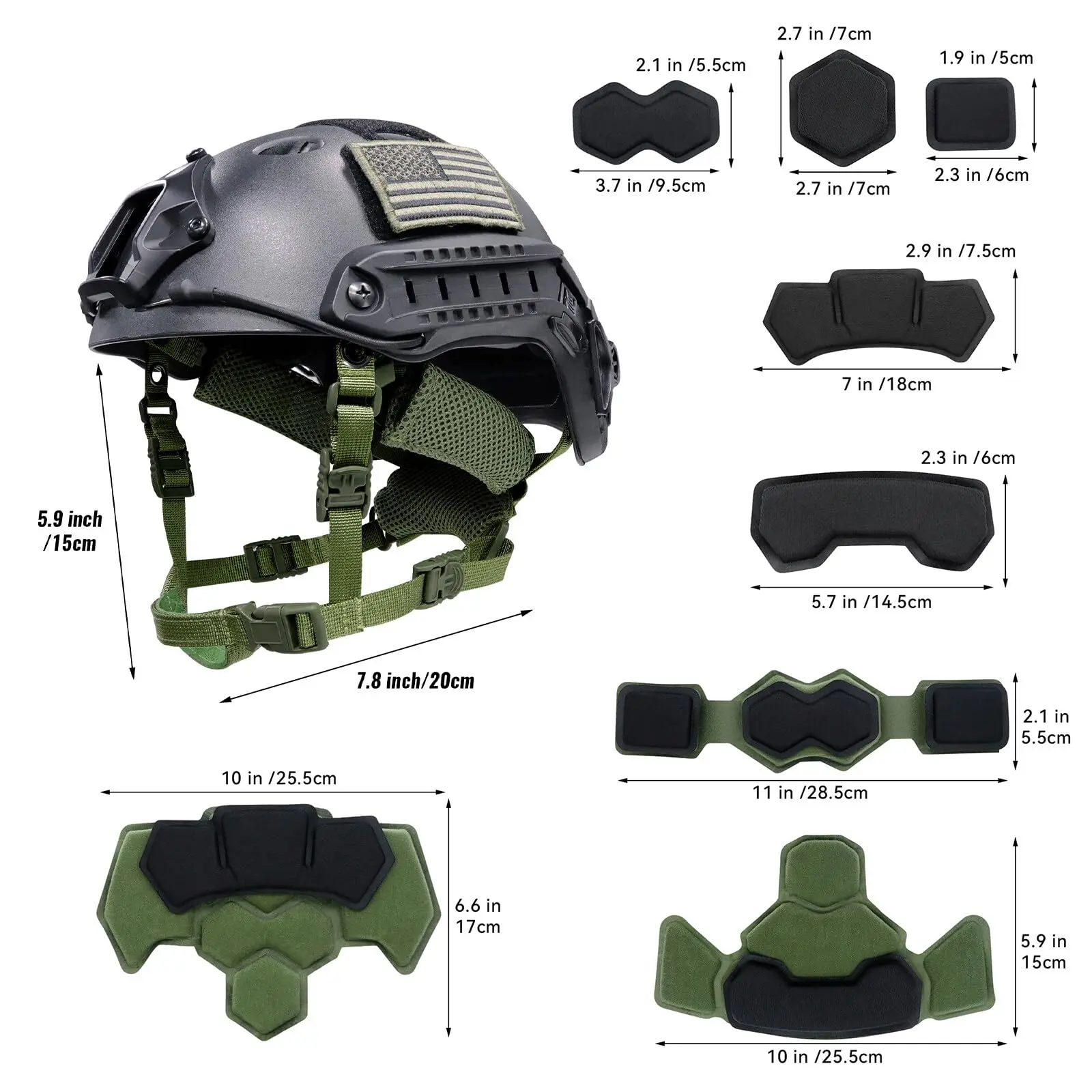 Almohadillas tácticas para casco Wendy con correa barbilla kit - imagen 3