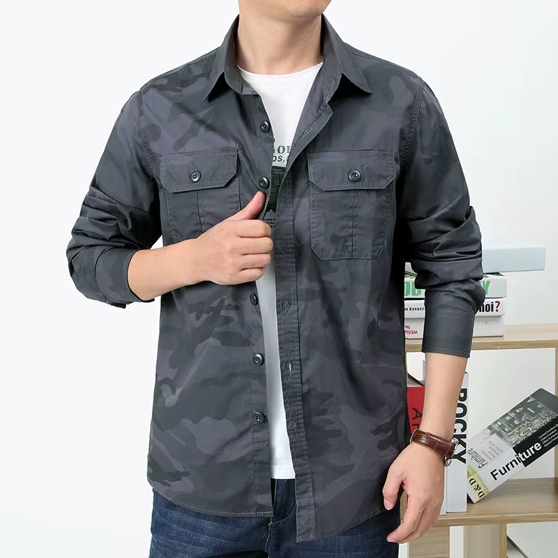 Camisa de camuflaje para hombre en algodón 100% 5XL - sobrecamisa - imagen 5