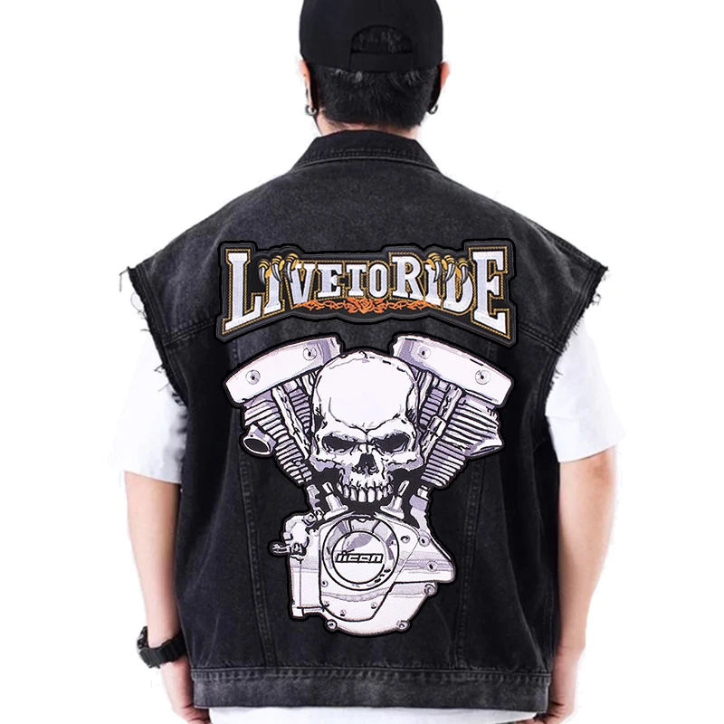 Parche de cuero punk motociclista para chaquetas termoadhesivo - imagen 3