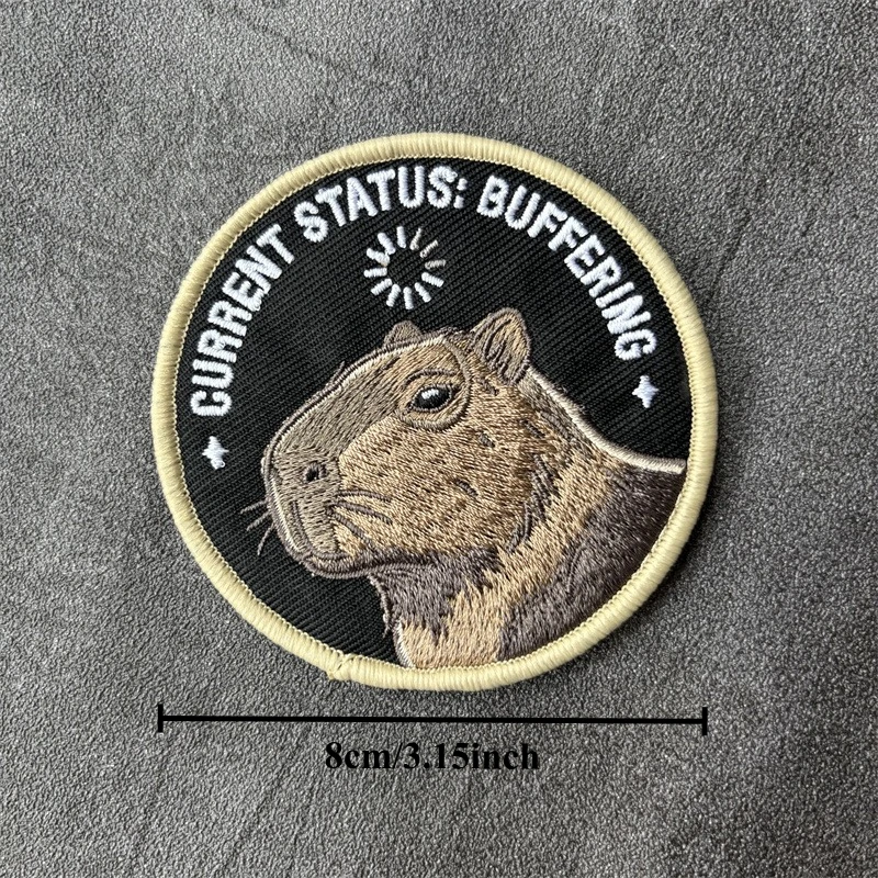Parche táctico bordado capibara con velcro para mochila y brazalete - imagen 4