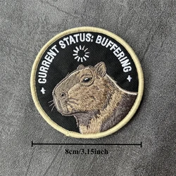 Parche táctico bordado capibara con velcro para mochila y brazalete