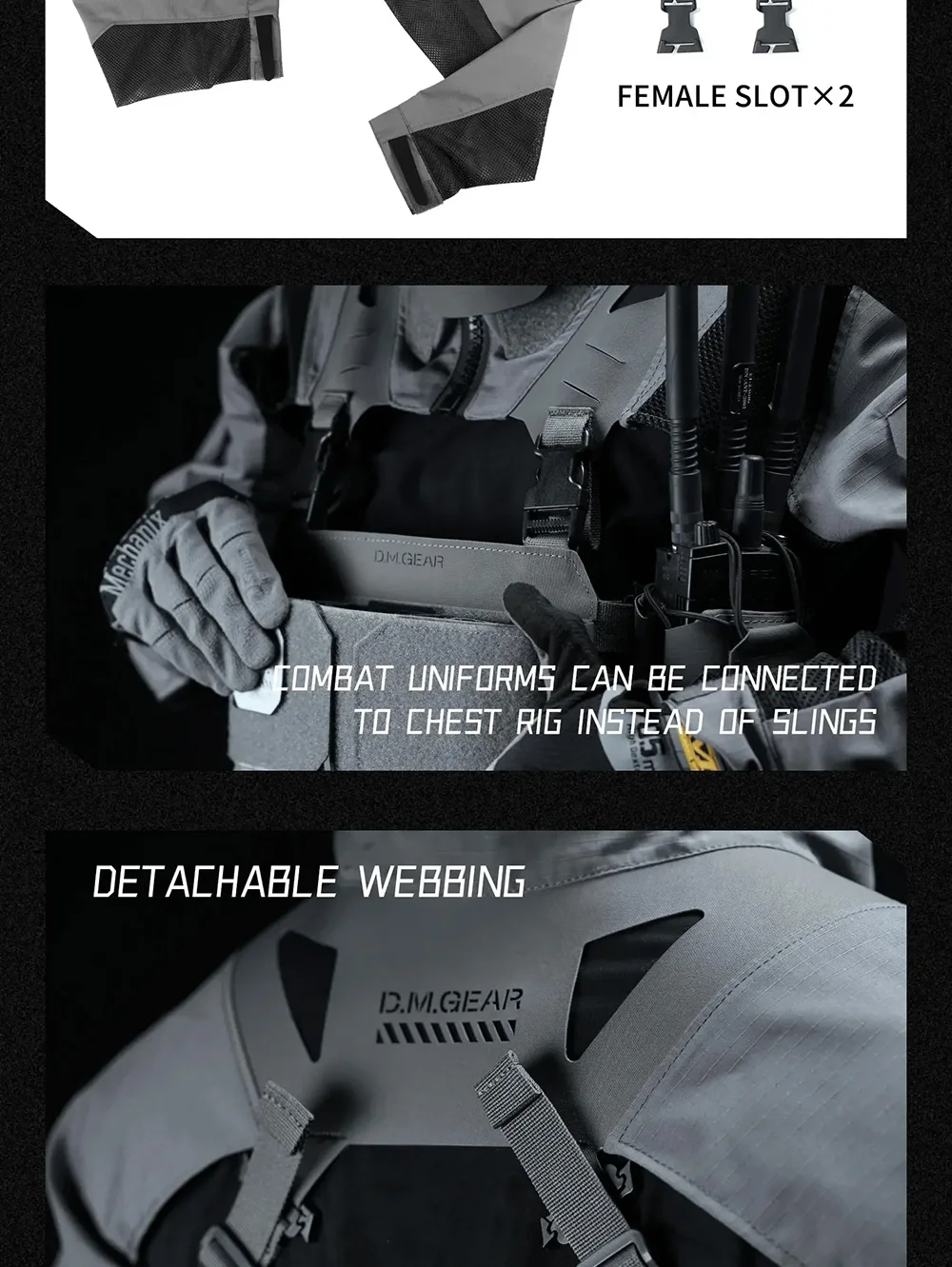 Respaldo y ajuste del uniforme táctico DMgear