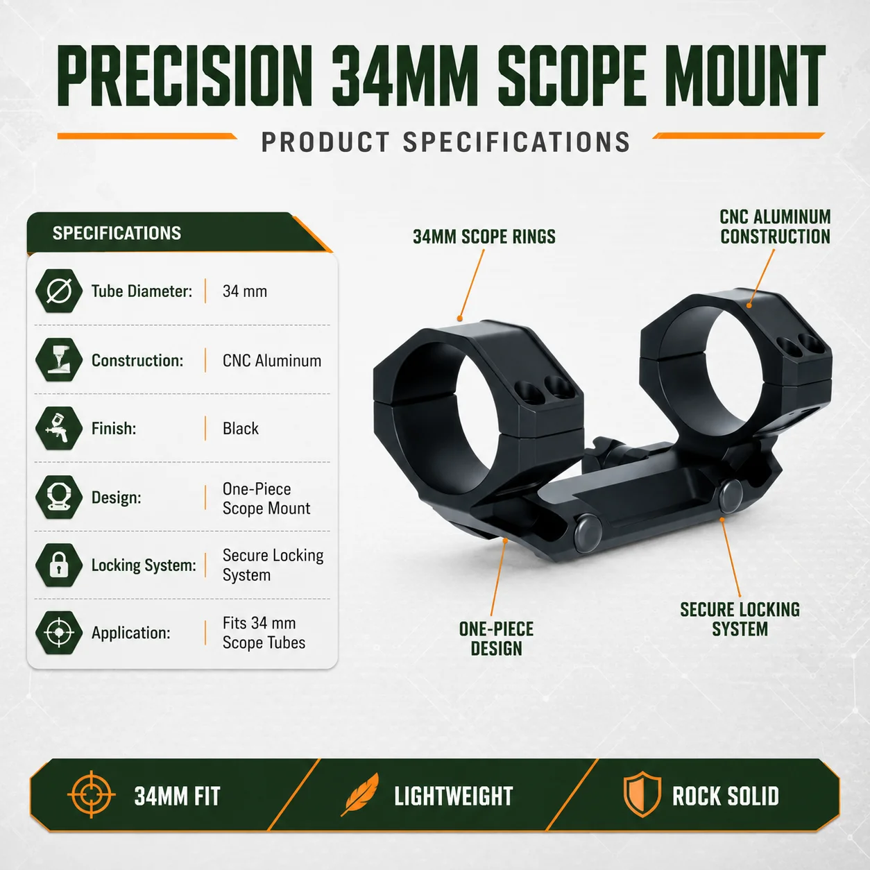 Montura cantilever Picatinny para visor táctico LPVO de 34 mm - imagen 2