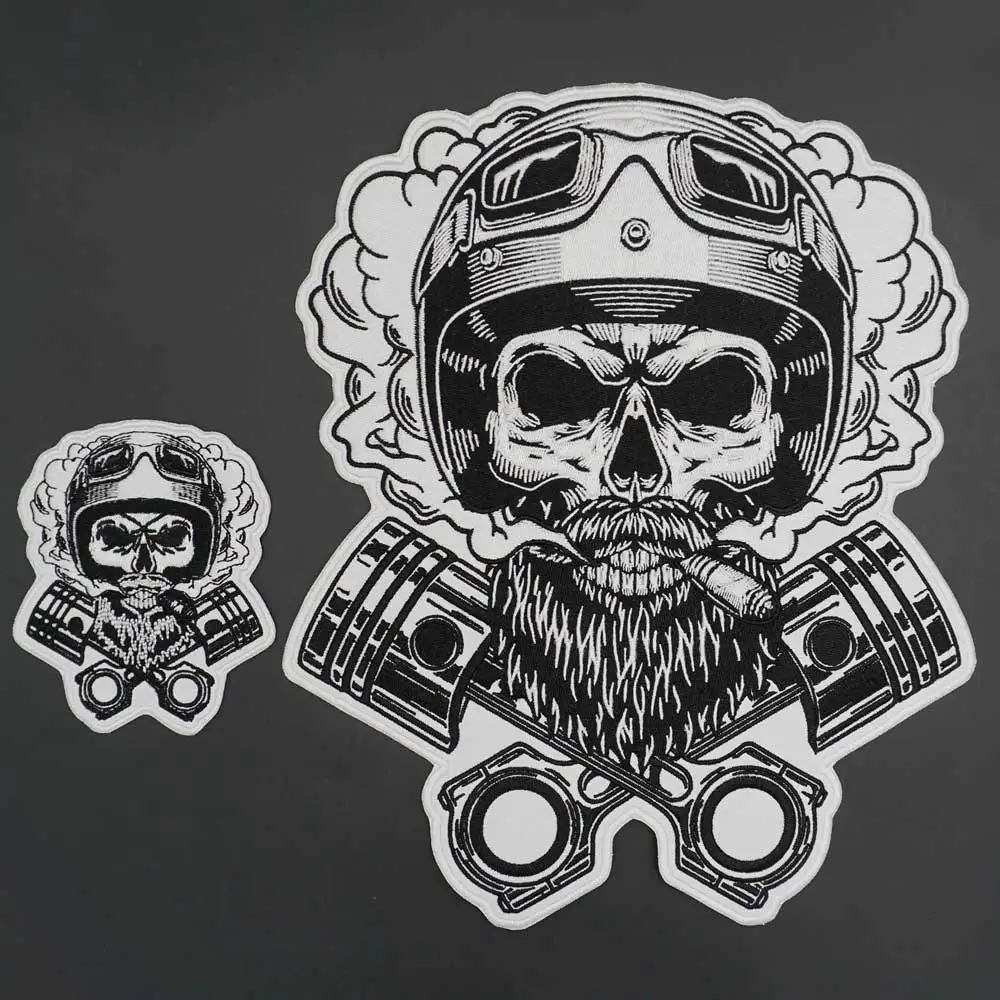 Parche bordado calavera motorista termoadhesivo planchar estilo punk - imagen 4