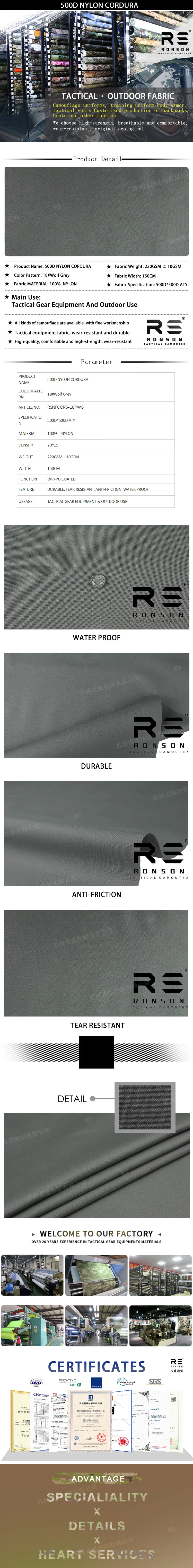 Tela Cordura 500D con revestimiento PU