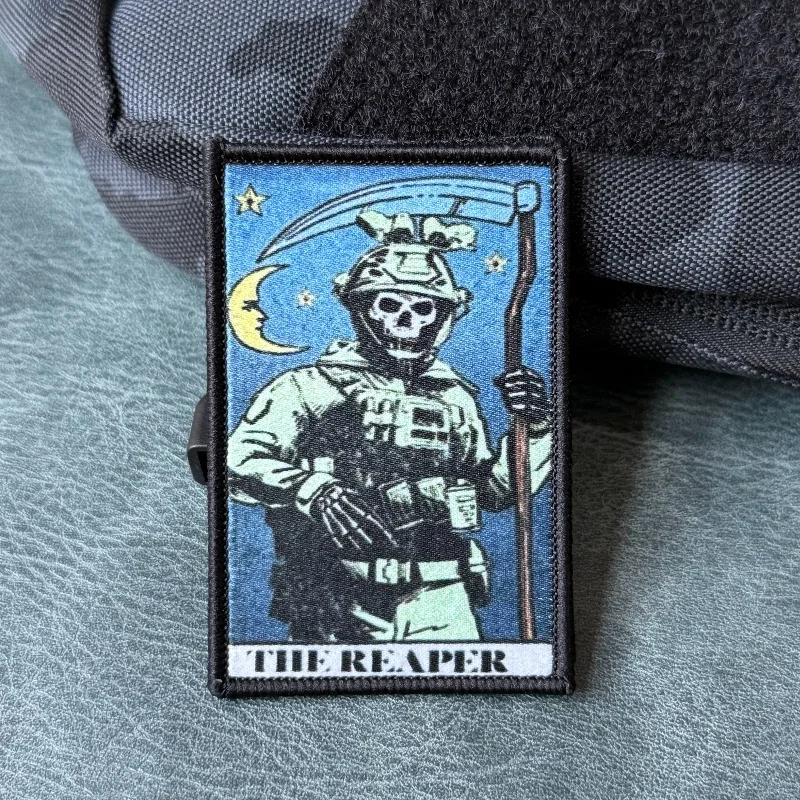 Ceñador parche táctico velcro con guadaña y tarot para mochila - imagen 2