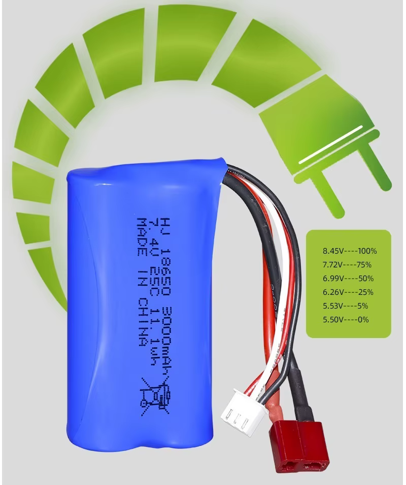 Batería Li-ion 7,4 V 3000 mAh 18650 para RC