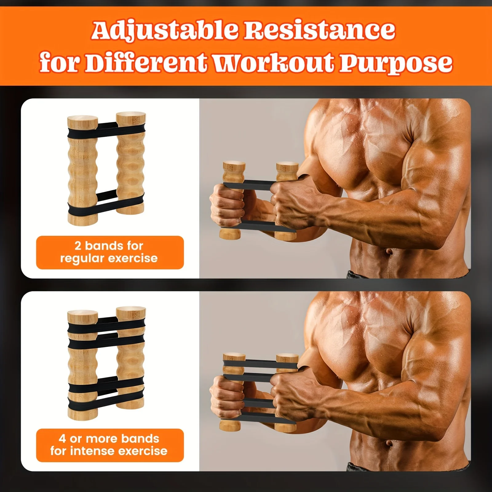 Bandas de resistencia ajustables con asas en madera para entrenar - imagen 3