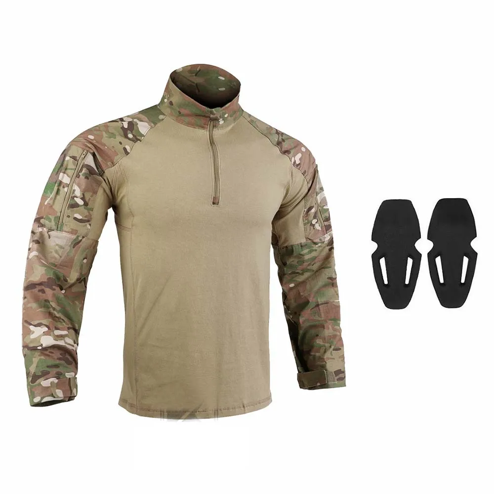 G4 Camiseta táctica de manga larga con coderas y cremallera YKK