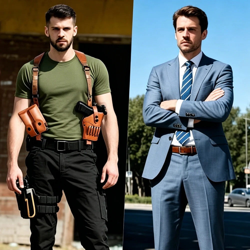 Funda táctica oculta para pistola con óptica y doble bolsa cargador - imagen 2