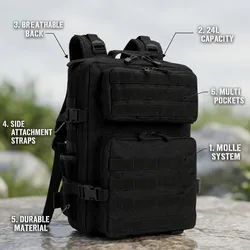 Mochila táctica MOLLE para camping, senderismo y caza diaria