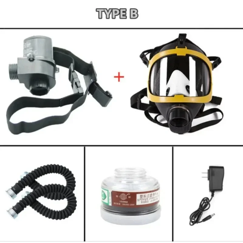 Máscara facial de protección respiratoria con flujo constante