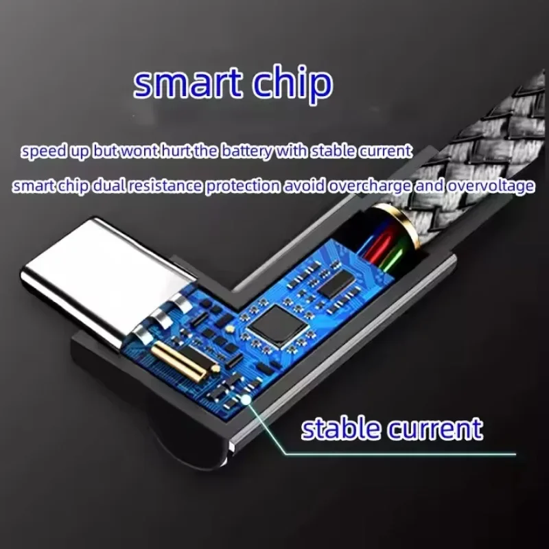 Cable USB C ángulo recto 90° carga rápida PD 100W y datos - imagen 5