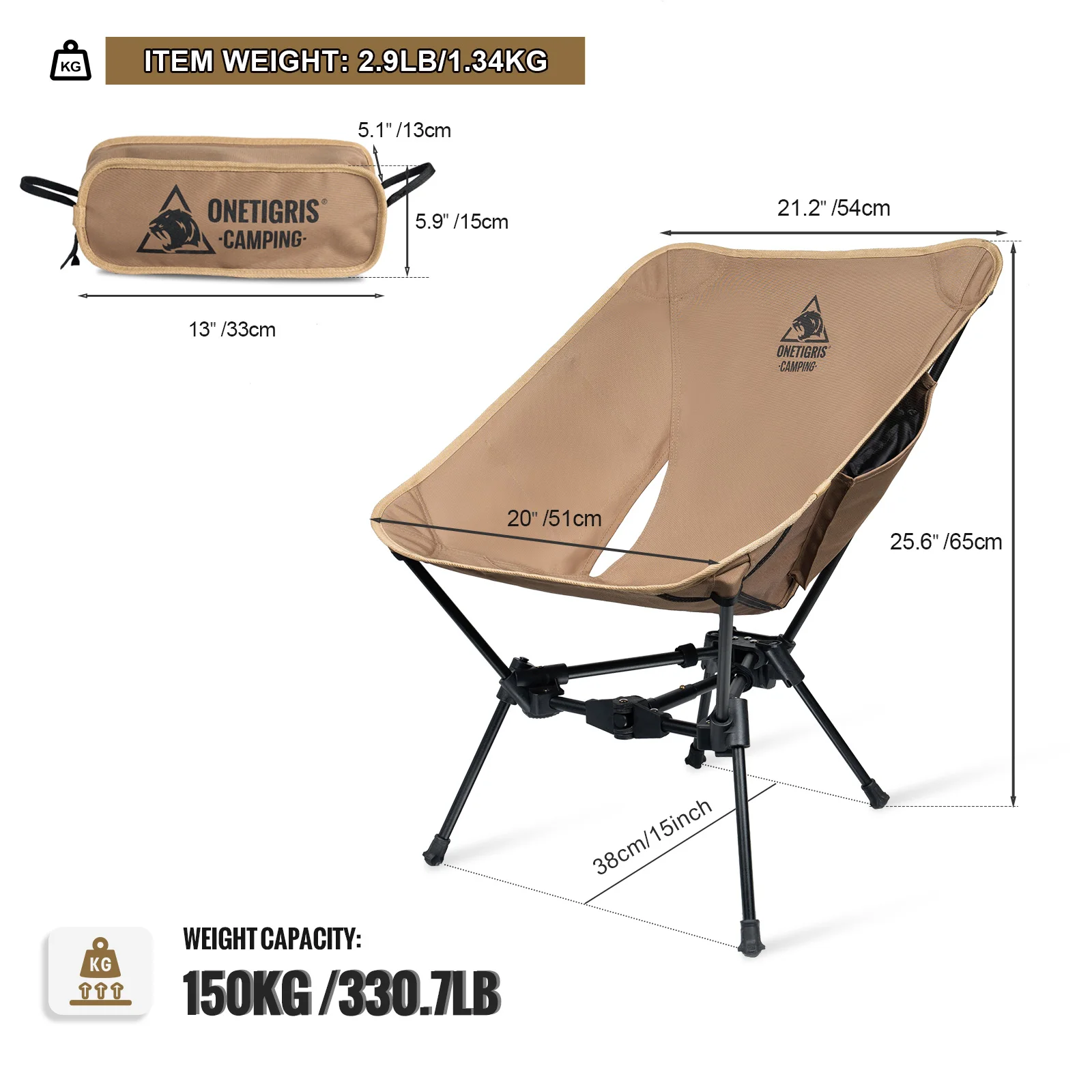 OneTigris Coco Nest: Conjunto camping plegable con silla y mesa - imagen 2
