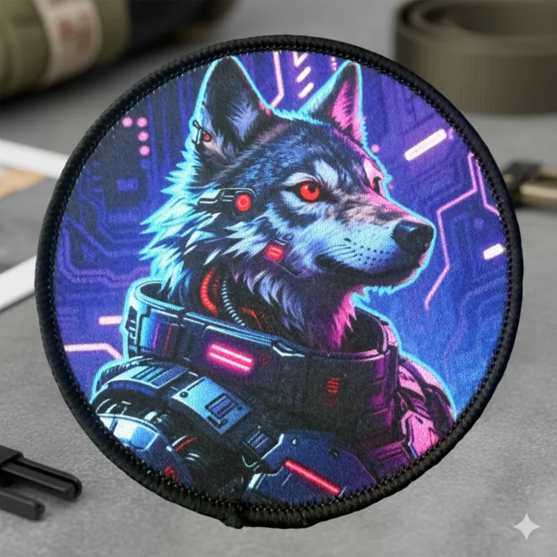 Parche táctico Cyberpunk Wolf con gancho y bucle para mochila - imagen 3