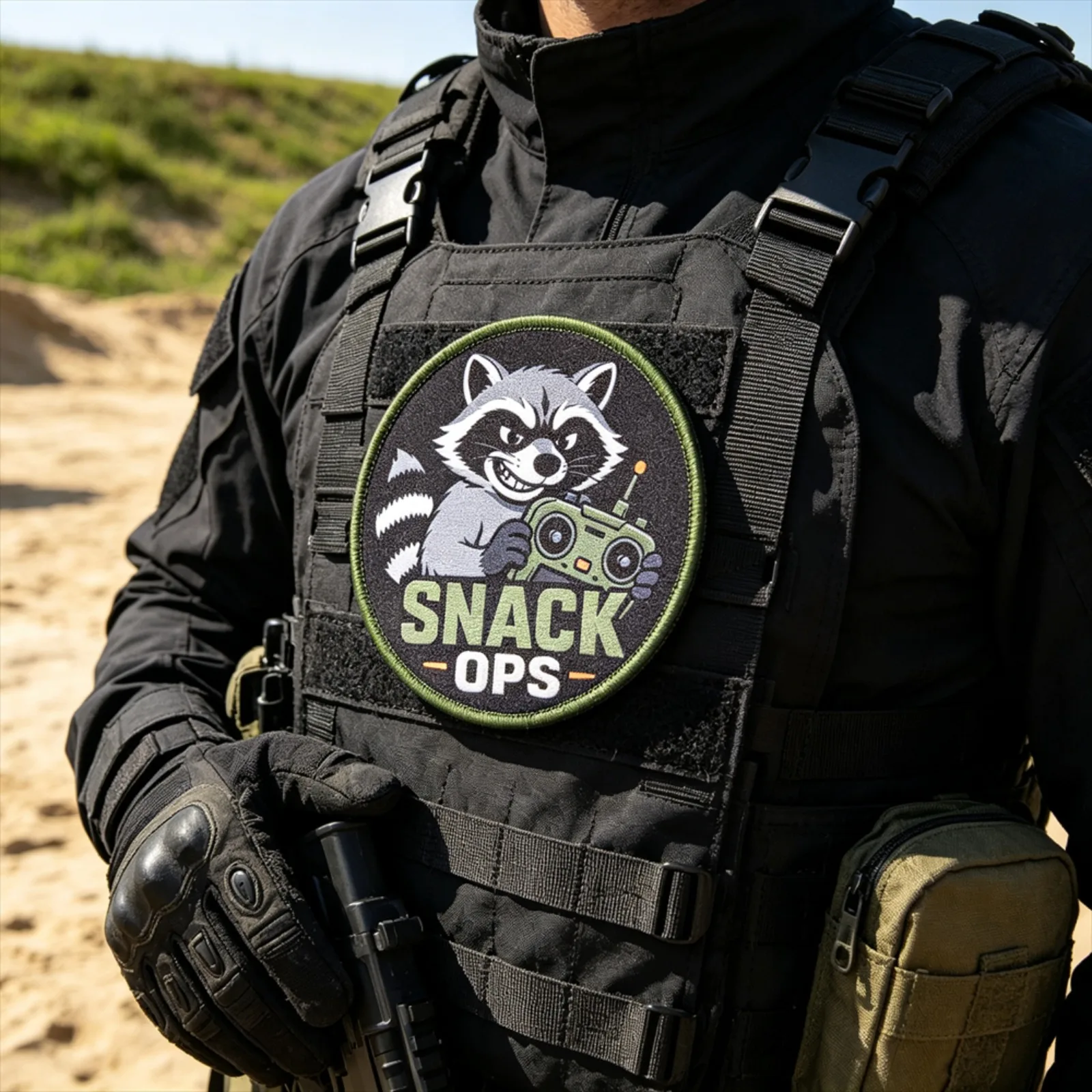 Parche moral SNACK OPS RACCOON – Insignia táctica para mochila y chaqueta - imagen 2