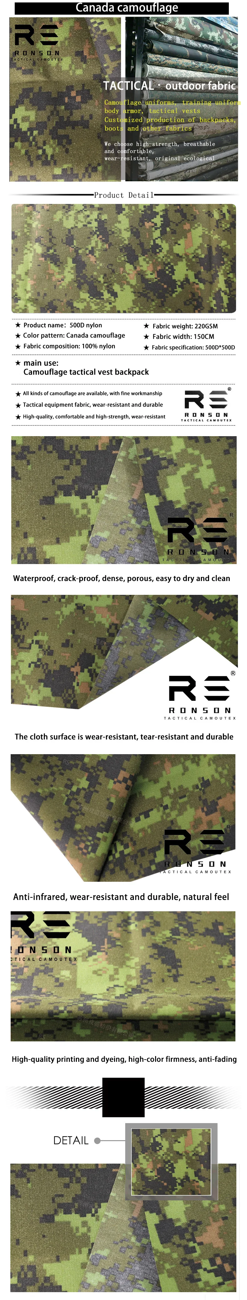 Tela CADPAT Cordura 500D con patrón disruptivo canadiense