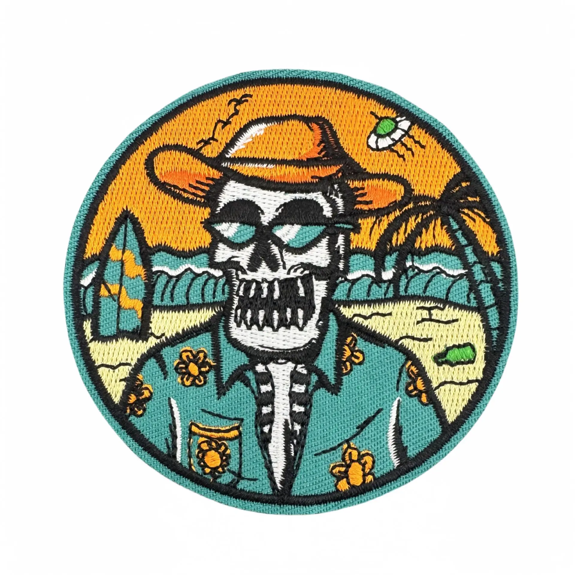 Parche bordado calavera estilo vacaciones – para coser o planchar - imagen 4