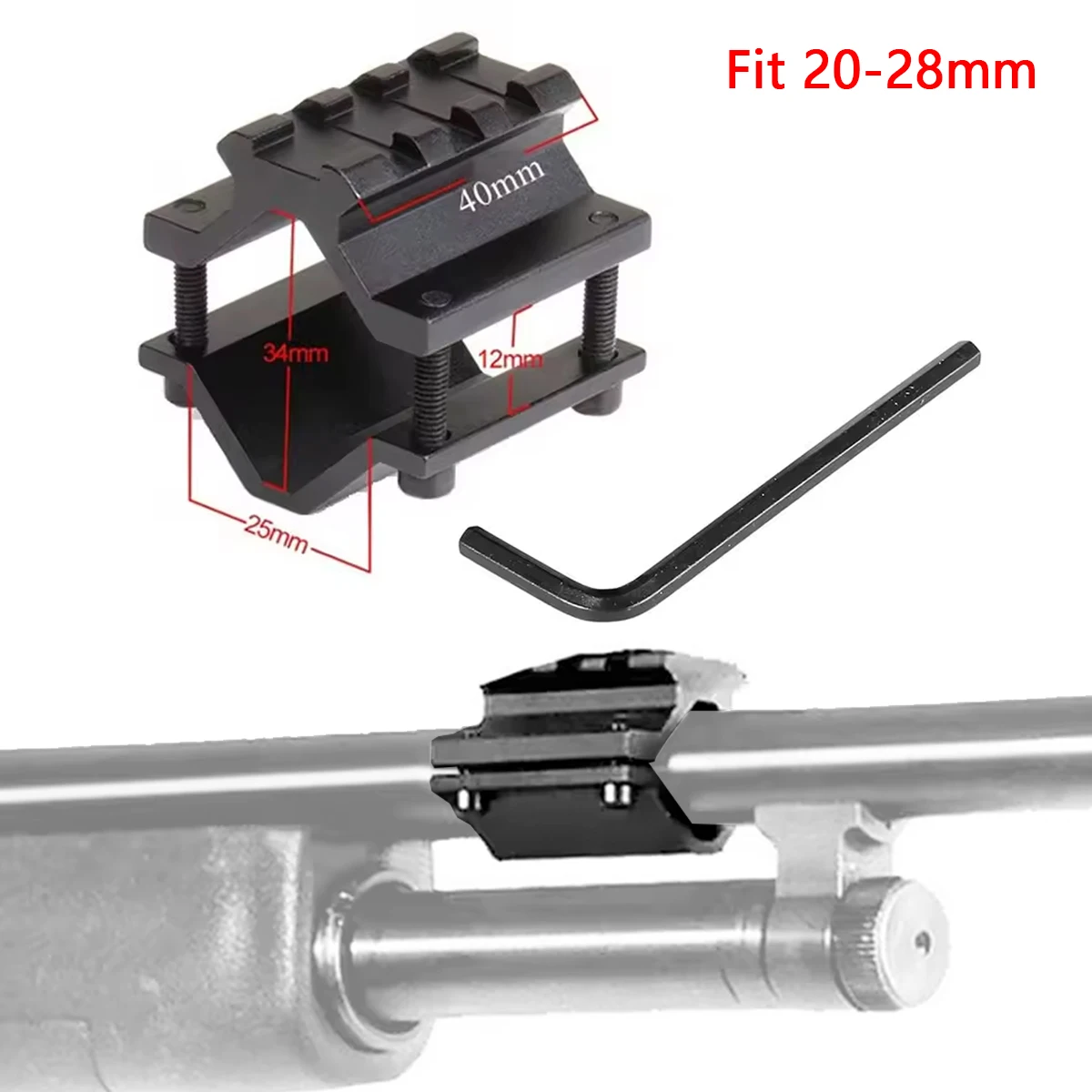 Adaptador metálico ajustable para riel Picatinny – montaje táctico - imagen 5