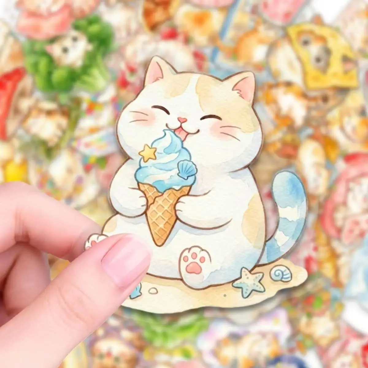 Set de pegatinas transparentes PET con diseño de gatitos adorables