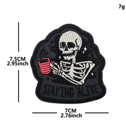 Parches tácticos bordados calavera con eslogan para mochila y gorra