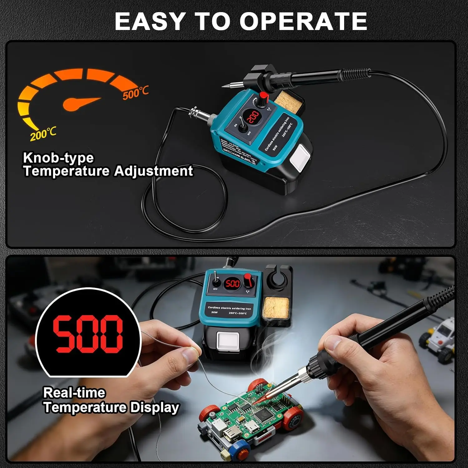 Makita Soldador inalámbrico con temperatura ajustable LED y puntas