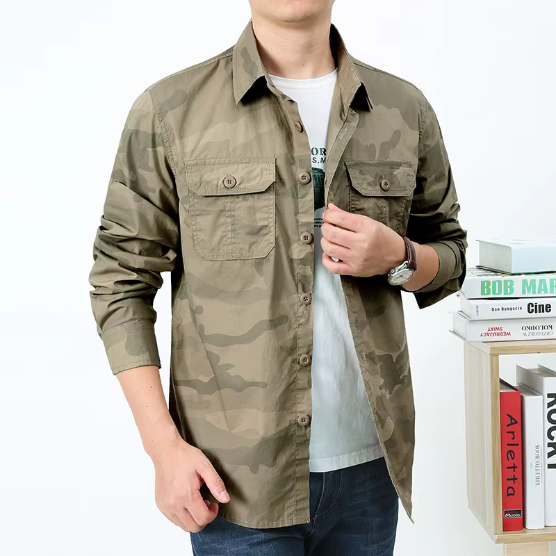 Camisa de camuflaje para hombre en algodón 100% 5XL - sobrecamisa - imagen 4