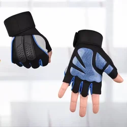Guantes gimnasio medio dedo con protector de muñeca antideslizante
