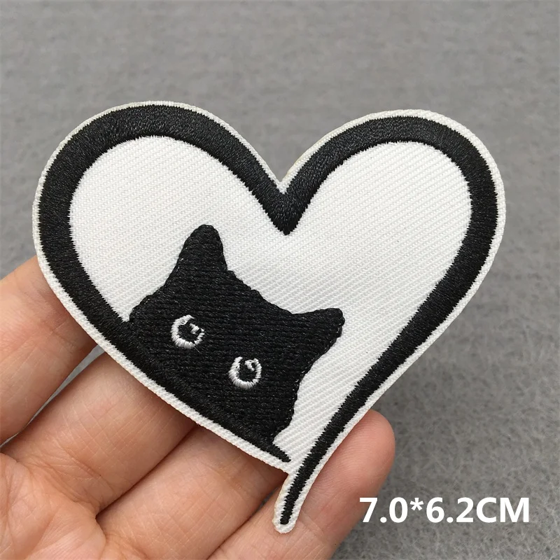 Parche bordado termoadhesivo gato negro para chaqueta o ropa táctica - imagen 3