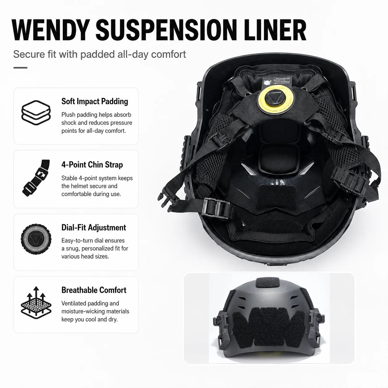 Detalle frontal del casco FAST MH con plataforma de montaje