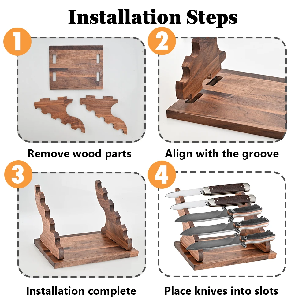 Soporte de cuchillos de madera multinivel para cocina y caza - imagen 4