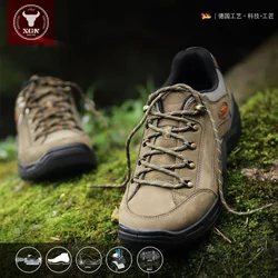 XGN Botas de Senderismo Impermeables Cuero Vaca Hombre Mujer
