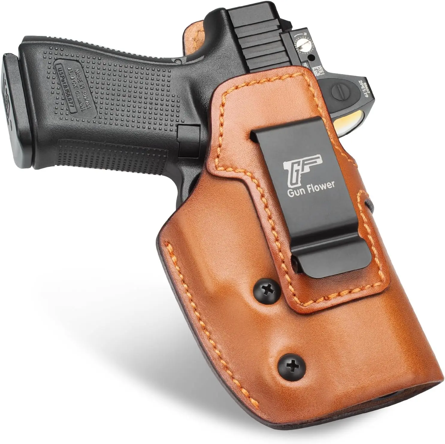 Funda IWB de cuero Glock para uso diestro, compatible MOS/RXM - imagen 4