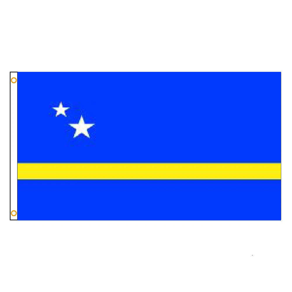 Bandera de Curazao colgada para celebración