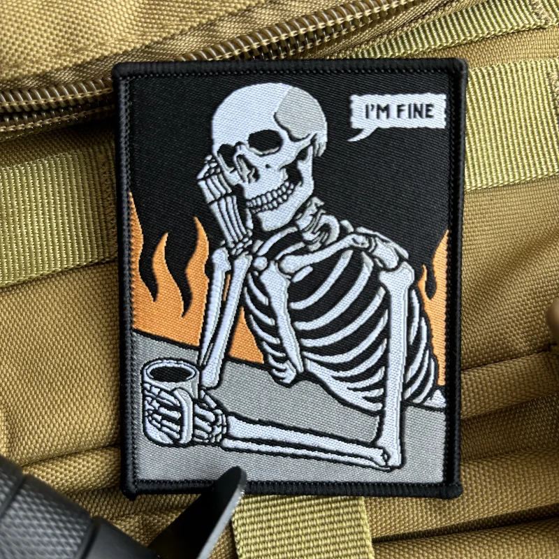 Parche táctico bordado calavera fina con velcro para mochila militar - imagen 2