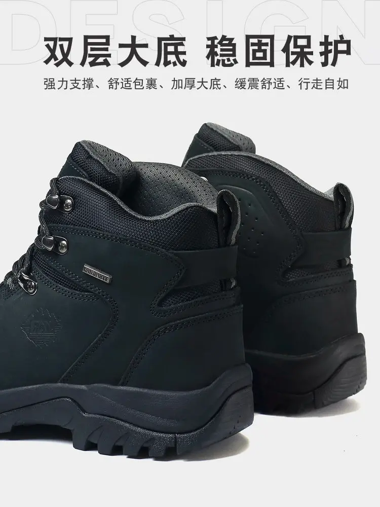 Botas de senderismo RAN de cuero vacuno para hombre, caza y montaña