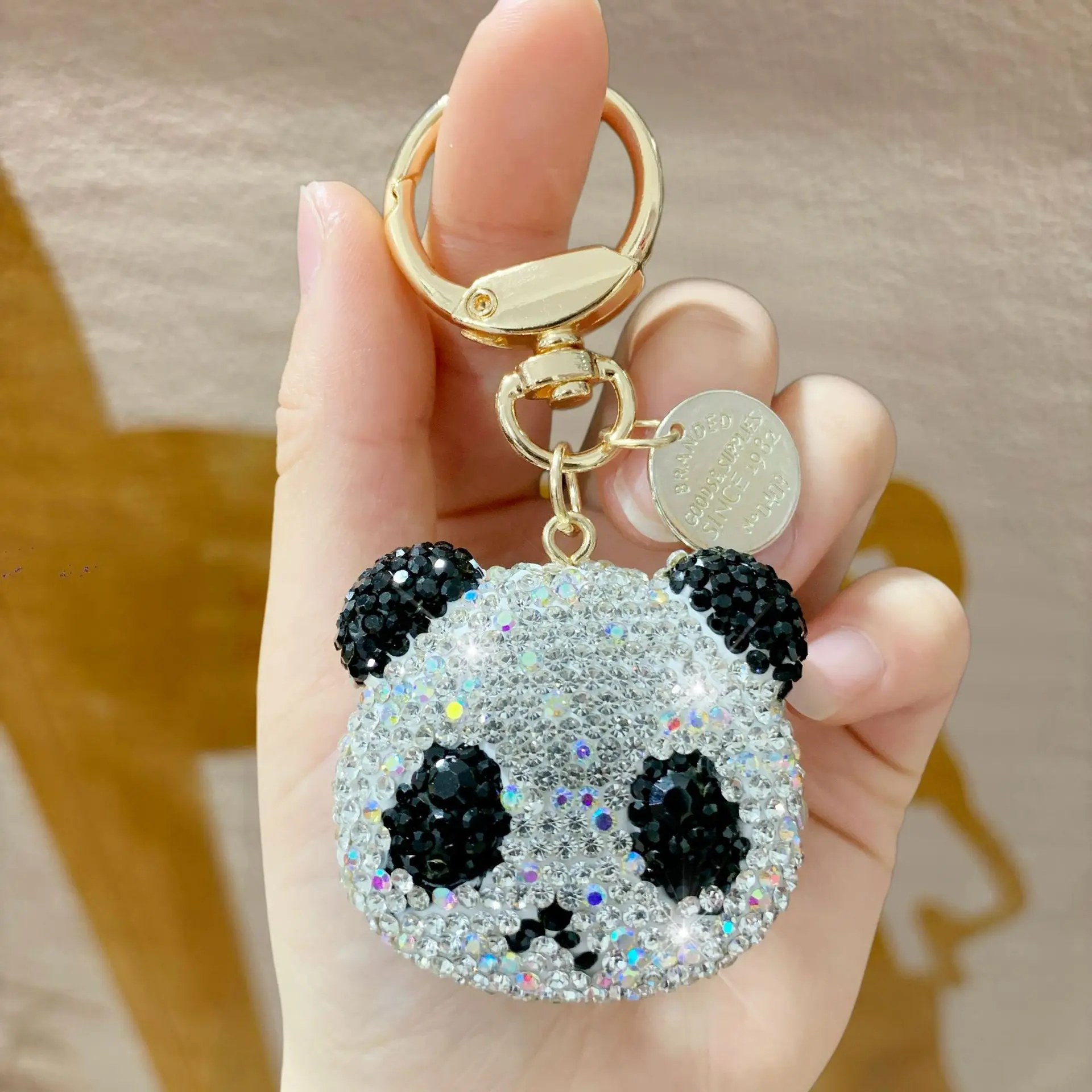 Llavero panda con cristales y cierre langosta – Colgante bolso niña - imagen 3